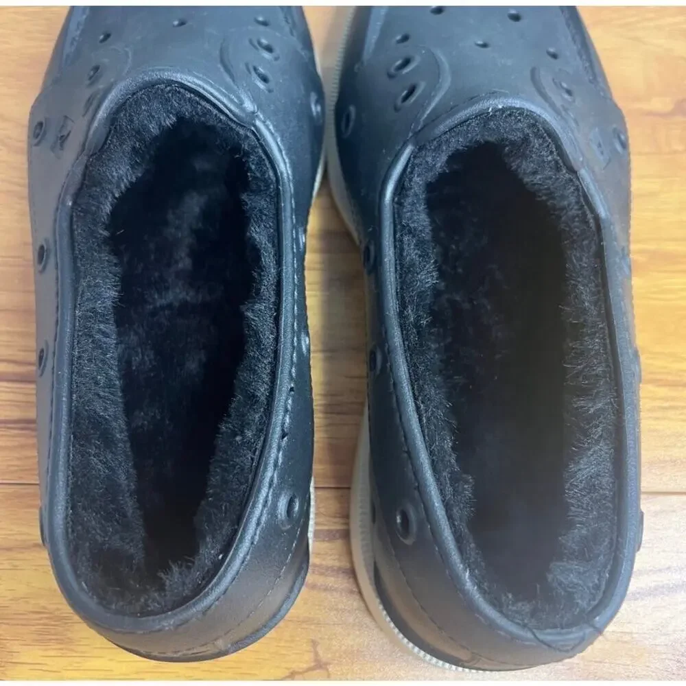 Sherry Float Black Slip On Boat Shoes Faux Fur Lined Women’s Size 8